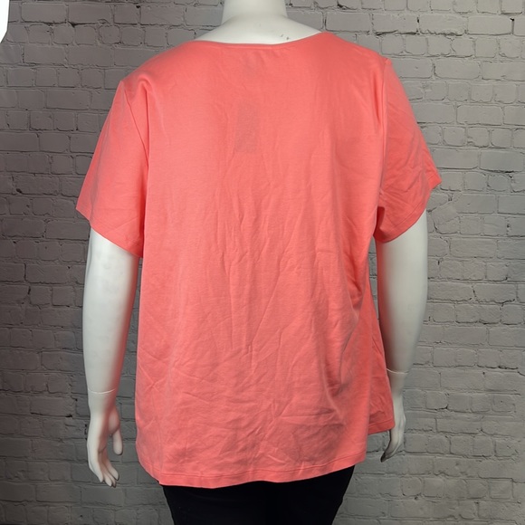 Coral Scoopneck Short Sleeve Top Plus Size 3X - Picture 3 of 5
